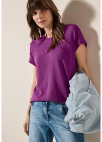 Cecil Damen T-Shirtanemone pink, casual, Gr. XXL, unifarben, Jersey, Obermaterial: 60% Viskose, 40% Polyester, Shirts, in Struktur-Optik und mit