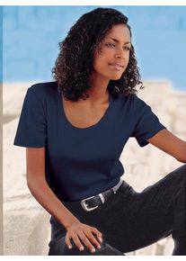 Casual Looks Damen Rundhalsshirt "Shirt", blau, Gr. 38, unifarben, 100% Baumwolle, Shirts
