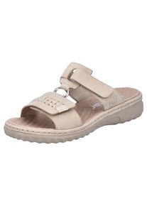 Rieker Damen Pantolette, Gr. 41, beige, Lederimitat, klassisch, Schuhe, Sommerschuh, Strandschuh mit regulierbaren Klettverschlüssen