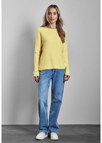 Street One Damen Strickpullover, gelb, casual, Gr. 42, unifarben, Stoff, 43% Nylon, 41% Polyacryl, 10% Viskose, 6% Elasthan, Pullover, mit