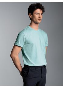 TRIGEMA Herren T-Shirt "TRIGEMA T-Shirt DELUXE Baumwolle", blau, Basic, Gr. XL, 100% Baumwolle, Shirts