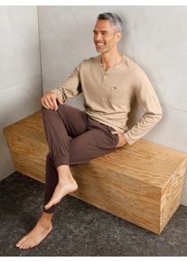 wäschepur WÄSCHEPUR Herren Pyjamaoberteil "Schlafanzug-Shirt", Gr. 44, beige, 100% Baumwolle, unifarben, Shirts