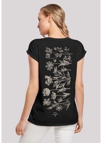F4NT4STIC Damen T-Shirt "Blumenmuster Blau", schwarz, casual, Gr. M, Obermaterial: 100% Baumwolle, Shirts, Print