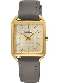 Seiko Damen Quarzuhr, grau, Armbanduhren, Armbanduhr, Damenuhr, Lederarmband