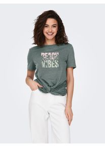 Only Damen Kurzarmshirt "ONLCARRIE REG TWIST S/S TOP BOX CS JRS"balsam grün print:beach vibes, modisch, Gr. XS, bedruckt, Jersey, Obermaterial: 75%