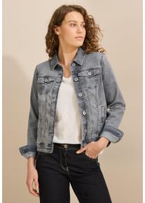Cecil Damen Jeansjacke, grau, casual, Gr. XS, unifarben, Web, 77% Baumwolle, 20% Polyester, 3% Elasthan, Jacken, aus Baumwolle mit Stretchanteil