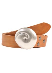 Damen Ledergürtel, braun, casual,modisch, Gr. 105, RETTUNGSRING BY SHOWROOM 019, unifarben, Leder, Gürtel, mit austauschbarer Schließe »Muschel Rund