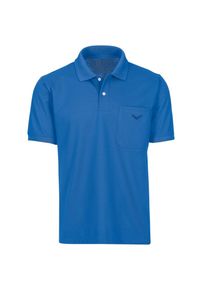 TRIGEMA Herren Poloshirt "TRIGEMA Polohemd mit Brusttasche", blau, Basic, Gr. L, 100% Baumwolle, Shirts