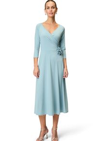 Zero Damen Midikleid "Zero Midikleid mit Stoffblüte", blau, elegant, Gr. 44, unifarben, Single Jersey, Obermaterial: 95% Polyester, 5% Elastan.