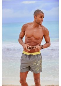 Kangaroos Herren Badeshorts "Adams", grau, Gr. M, kontrastfarbene Details, Microfaser, Badehosen, mit großem Logoschriftzug