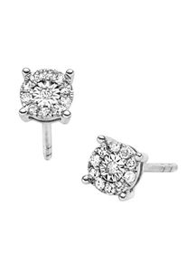 Adelia´s ADELIA ́S Damen Paar Ohrhänger "Damen 585 Weißgold Ohrringe Ohrstecker mit Diamant Ø 4,8 mm", Damen, 0,11 ct VVS = sehr sehr kleine Einschlüsse,