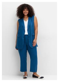 sheego Damen 7/8-Hose "Große Größen", blau, casual, Gr. 56, unifarben, Obermaterial: 55% Leinen, 45% Viskose, Hosen, aus Leinen-Mix, mit Teilgummibund