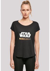 F4NT4STIC Damen T-Shirt "Long Cut T Shirt 'Star Wars The Mandalorian Logo'", schwarz, casual, Gr. XS, Obermaterial: 100% Baumwolle, Shirts,