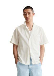 Marc O'Polo Herren Kurzarmhemd "mit feiner Struktur", weiß, Gr. XL, MARC O'POLO DENIM, unifarben, Obermaterial: 100% Baumwolle, Hemden