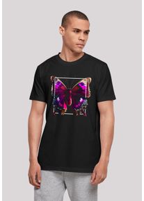 F4NT4STIC Herren T-Shirt "Pink Schmetterling TEE UNISEX", schwarz, casual, Gr. XXL, Obermaterial: 100% Baumwolle, Shirts, Print