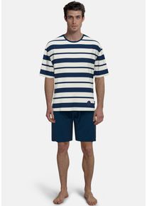 Tom Tailor Herren Shorty "Kilkenny", Gr. 54, blau, Single Jersey, Obermaterial: 100% Baumwolle, casual, Homewear-Sets, Gestreift, Rundhalsausschnitt