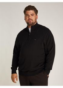 Tommy Hilfiger Big & Tall Herren Stehkragenpullover "BT-ESSENTIAL COTTON ZIP MOCK-B", schwarz, casual, Gr. XXL, TOMMY HILFIGER BIG & TALL, unifarben, Strick, Obermaterial: