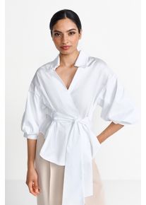 RICHROYAL Damen Klassische Bluse, weiß, casual, Gr. 34, Web, Obermaterial: 100% Baumwolle, Blusen, Mit überschnittener Schulter und Button-Down-Kragen