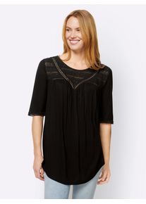 Heine Damen T-Shirt "Shirt", schwarz, Gr. 34, unifarben, 100% Viskose, Spitze:100% Baumwolle, Shirts