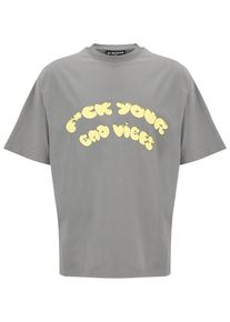 2Y STUDIOS Herren Kurzarmshirt "2Y Studios Herren Vibes Oversize Tee", grau, casual, Gr. S, bedruckt, 100% Baumwolle, Shirts