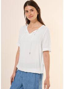 Cecil Damen Kurzarmbluse, weiß, casual, Gr. XXL, unifarben, Stoff, 100% Viskose, Blusen, mit Elastiksaum