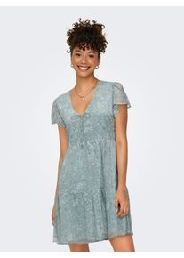 Only Damen Minikleid "ONLAIDA ELISA LIFE DOBBY DRESS WVN"fog grün aop:w bohemian garden, modisch, Gr. M, bedruckt, Web, Obermaterial: 100% Polyester,