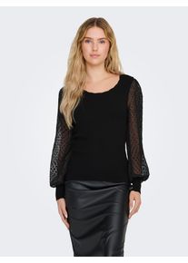 Only Damen Rundhalspullover "ONLJULIE LIFE LS MIX O-NECK CC KNT", schwarz, modisch, Gr. S, unifarben, Strick, Rippstrick, Obermaterial: 80% Viskose,