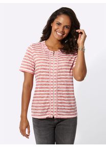 Casual Looks Damen Shirtjacke "Shirtjacke", orange, Gr. 36, gemustert, gestreift, 65% Polyester, 35% Viskose, Shirts