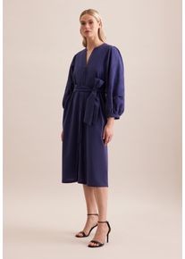 Seidensticker Damen Sommerkleid "Schwarze Rose", blau, Gr. 42, unifarben, 65% Baumwolle 35% Leinen/Flachs, Kleider, 7/8-Arm Rundhals Uni
