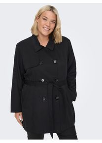 Only CARMAKOMA Damen Trenchcoat "CARVALERIE TRENCHCOAT OTW", schwarz, casual, Gr. XL, unifarben, Web, Obermaterial: 100% Polyester, Mäntel
