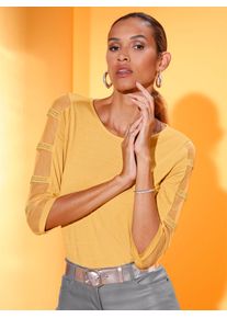 CRÉATION L CREATION L Damen 3/4-Arm-Shirt "Shirt", gelb, Gr. 40, unifarben, 95% Viskose, 5% Elasthan, Shirts