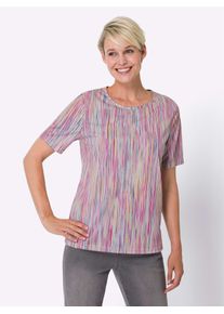 Classic Basics Damen Kurzarmshirt "Kurzarm-Shirt", pink, Gr. 52, gemustert, gestreift, mehrfarbig, 100% Polyester, Shirts