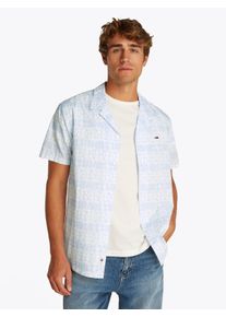 Tommy Jeans Herren Kurzarmhemd "TJM REG AOP SS SHIRT EXT", blau, casual, Gr. XXL, bedruckt, Web, Obermaterial: 100% Baumwolle, Hemden, mit