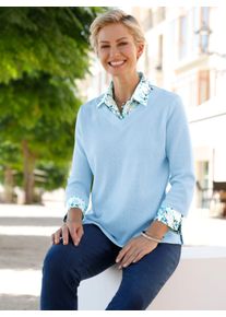Classic Basics Damen 2-in-1-Shirt "Shirt", blau, Gr. 40, unifarben, geblümt, gemustert, 85% Polyester, 15% Viskose, Shirts