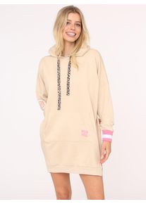 Zwillingsherz Damen Sweatkleid ""Wild Free"", beige, modisch, Gr. LXL, Sweatware, Obermaterial: 50% Baumwolle, 50% Polyester, Kleider, mit Kapuze,