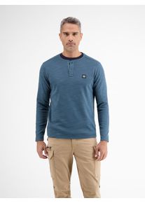 Lerros Herren Langarmshirtcrispy blau, casual, Gr. XXL, unifarben, Obermaterial: 70% Baumwolle, 25% Polyester, 5% Elasthan, Shirts, mit Serafino