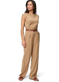 Zero Damen Overall "Zero Jumpsuit mit Gürtel 30 Inch", beige, Gr. 34, glänzend, Web, Obermaterial: 88% Viskose, 12% Polyester. Ärmelfutter: ohne