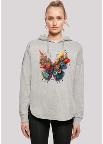 F4NT4STIC Damen Kapuzenpullover "Schmetterling Blumen Oversize Hoodie", grau, casual, Gr. XS, Obermaterial: 100% Baumwolle, Pullover, Print