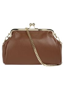 CLUTY Damen Abendtasche, braun, Leder, unifarben, leicht glänzend, Taschen, echt Leder, Made in Italy