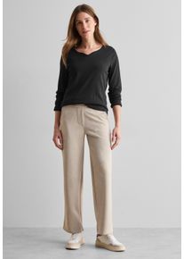 Cecil Damen Langarmshirt, schwarz, casual, Gr. XL, unifarben, Web, Stoff, 50% Baumwolle, 50% Modal, Shirts, aus softem Materialmix
