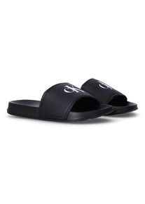 Kinder Badepantolette, Calvin Klein Jeans, Gr. 30, schwarz, Synthetik, unifarben, sportlich, Schuhe, Pool Slides, Wassersandale, Strandschuh mit Logo