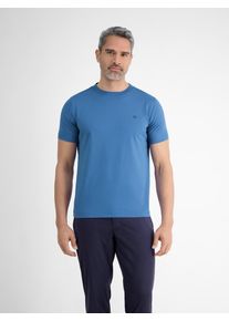 Lerros Herren T-Shirt, blau, casual, Gr. M, unifarben, Single Jersey, Obermaterial: 75% Baumwolle, 25% Polyester, Shirts, mit Logo Stickerei