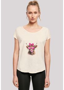 F4NT4STIC Damen T-Shirt "Highland Cow Valentinstag Sonnenbrille", weiß, casual, Gr. XL, Obermaterial: 100% Baumwolle, Shirts, Premium Qualität