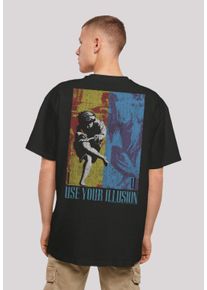 F4NT4STIC Herren T-Shirt "Guns 'n' Roses Music Double Illusion", schwarz, casual, Gr. S, Obermaterial: 100% Baumwolle, Shirts, Musik, Band, Logo
