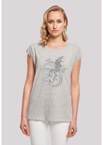 F4NT4STIC Damen T-Shirt "Harry Potter Dragon Line Art", grau, casual, Gr. 4XL, Obermaterial: 100% Baumwolle, Shirts, Print