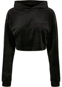Urban Classics Damen Kapuzenpullover "Urban Classics Damen Ladies Cropped Velvet Oversized Hoody", schwarz, casual, Gr. XS, unifarben, 93% Polyester,