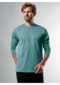 TRIGEMA Herren T-Shirt "TRIGEMA Langarmshirt aus 100% Baumwolle", grün, Basic, Gr. S, 100% Baumwolle, Shirts
