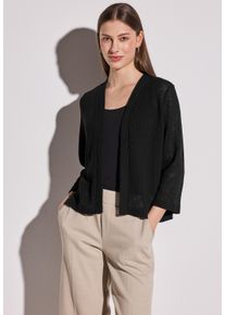 Street One Damen Cardigan, schwarz, casual, Gr. 38, unifarben, Web, 74% Baumwolle, 15% Viskose, 8% Polyester, 3% Metallfasern, Strickjacken, mit 3/4