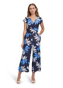 BETTY & CO BETTY & CO Damen Overall "Betty & Co Jumpsuit kurzarm", blau, feminin, Gr. 46, Obermaterial: 95% Polyester, 05% Elasthan., Overalls, Falten