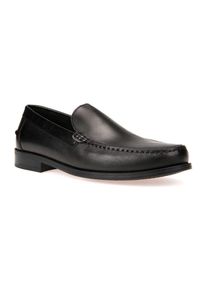 Geox Herren Slipper "U NEW DAMON A", Gr. 47, schwarz, Leder, elegant, Schuhe, Business Schuh, Loafer mit Blockabsatz